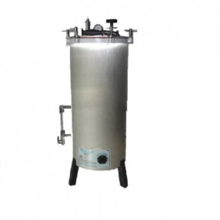 AUTOCLAVE VERTICAL CILINDRICA PARA LABORATORIO CON CANASTILLA 3 CALORES 25 X 50 DIÁMETRO X FONDO