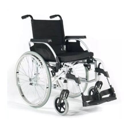 SILLA DE RUEDAS DE ACERO DE 47 CM GRIS MARTILLADO CON QR PIER. DESM. BRA. ABA. LLANTA DEL. RIG. UNIX