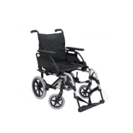 SILLA DE RUEDAS DE ALUMINIO DE 40.5 CM GRIS CON QR Y PIERNERAS Y BRAZOS DESMONTABLES MOD. BASIX 2